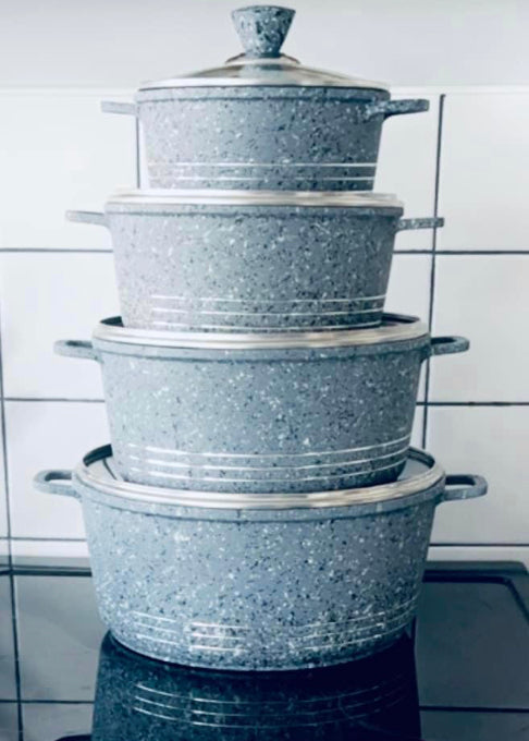 4 Piece Grey Die-cast Pot Set