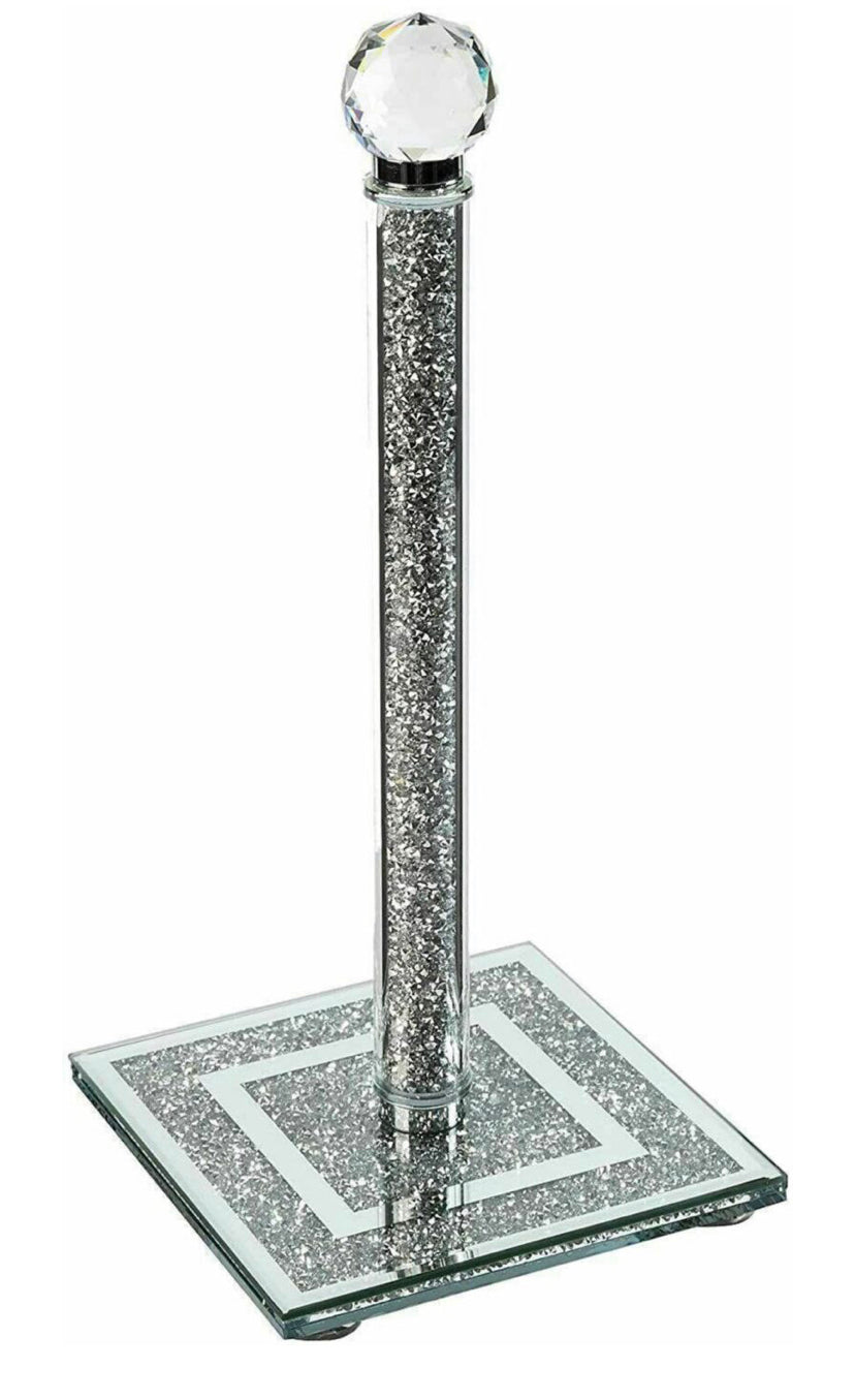 Silver crushed kitchen roll holder