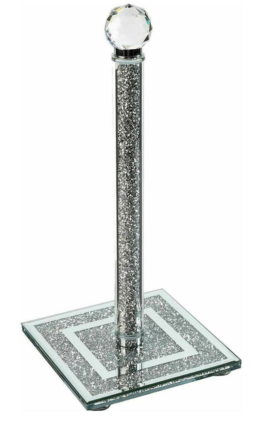 Silver crushed kitchen roll holder