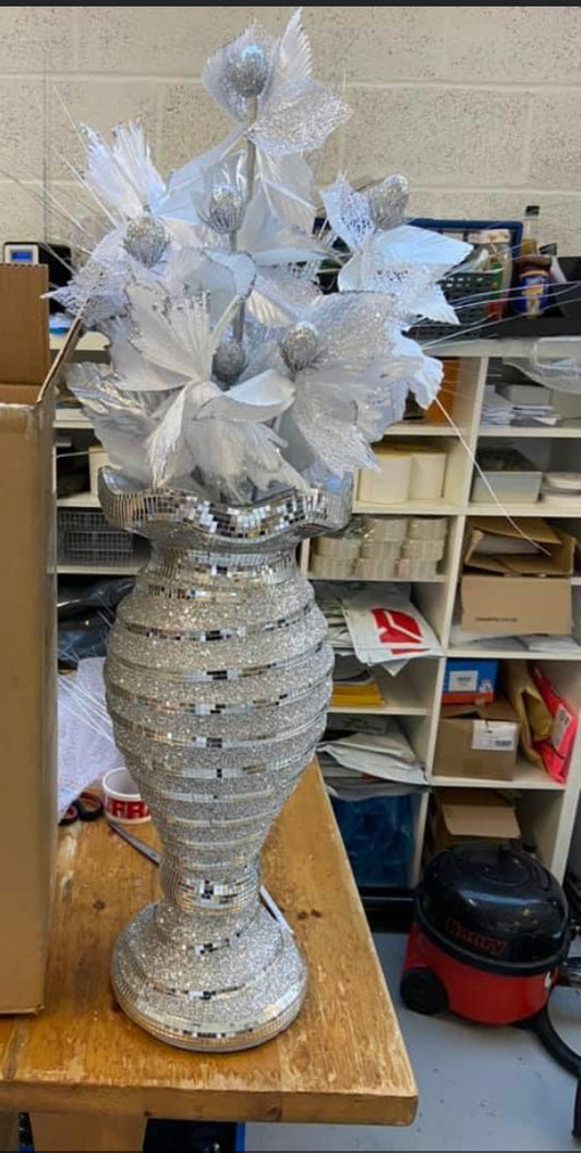 Large floor standing vase and flowers