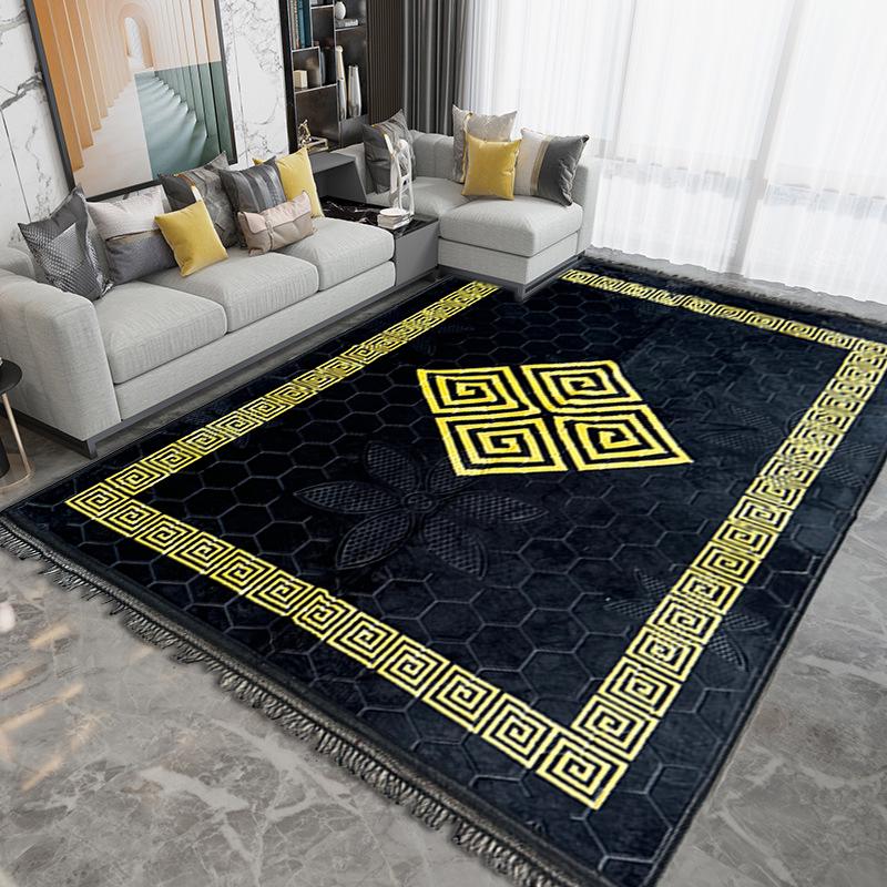 Large black / gold washable rug