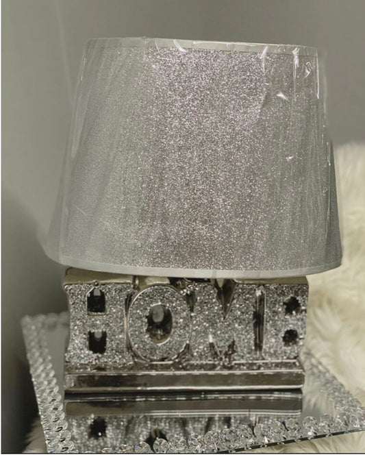Silver crushed diamond home sign lamp