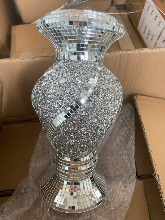 30cm silver bling vase and flowers