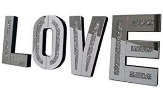 Crushed glass LOVE letters