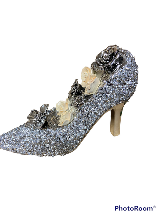 Bling heel with flowers