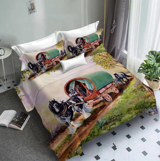 Horse and bow top double bedding